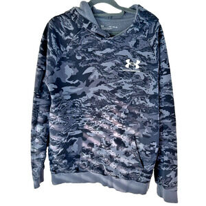 Under Armour Size Youth YXL Camo Hoodie Black Gray Long Sleeve Sweatshirt Warm